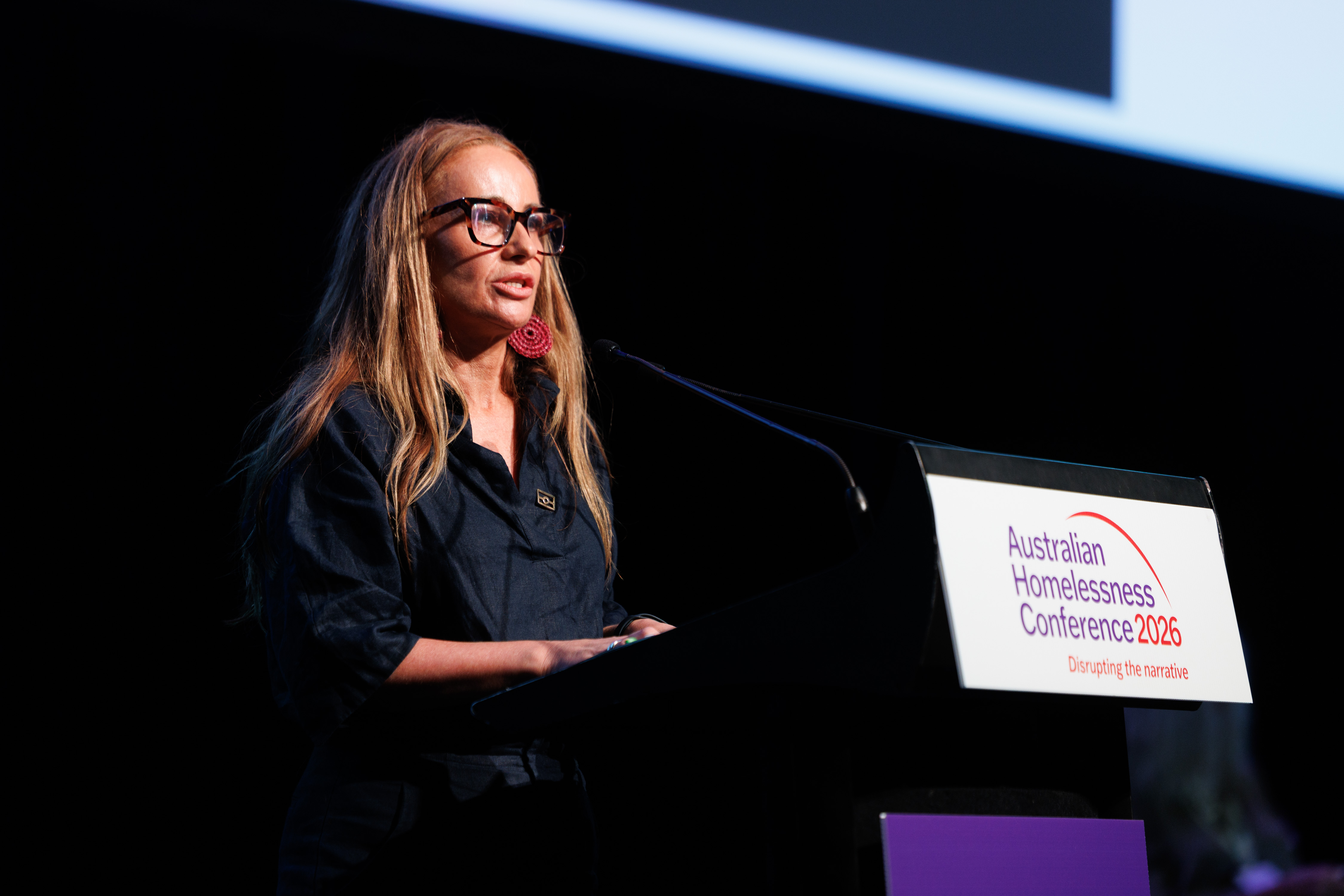 Commissioner Sue-Anne Hunter delivering opening address at Australian Homelessness Conference 2026